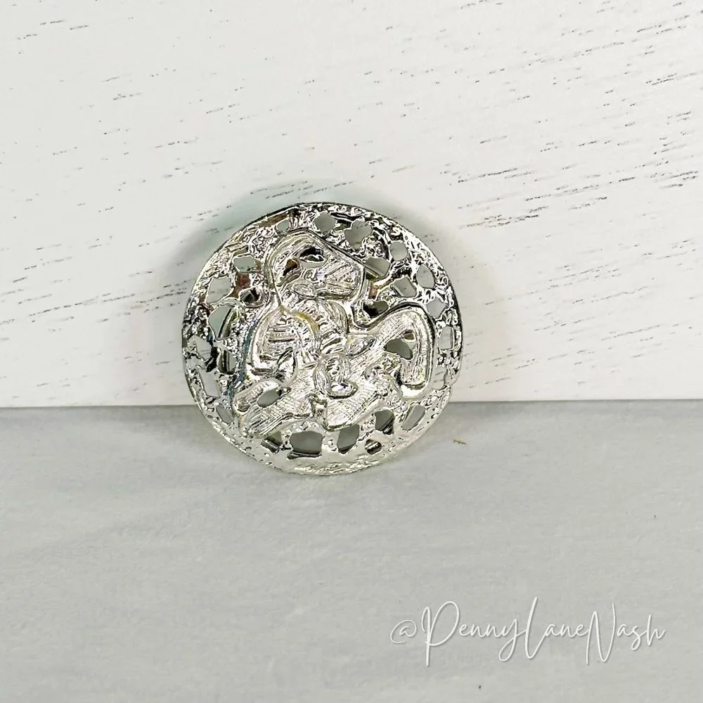 Vintage Horse Face Silver Scarf Clip